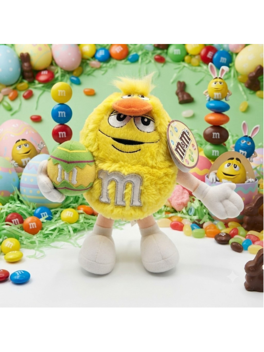 Vintage 2004 M&M's Yellow Character Easter Duck Plush with Egg & Tag - Galerie